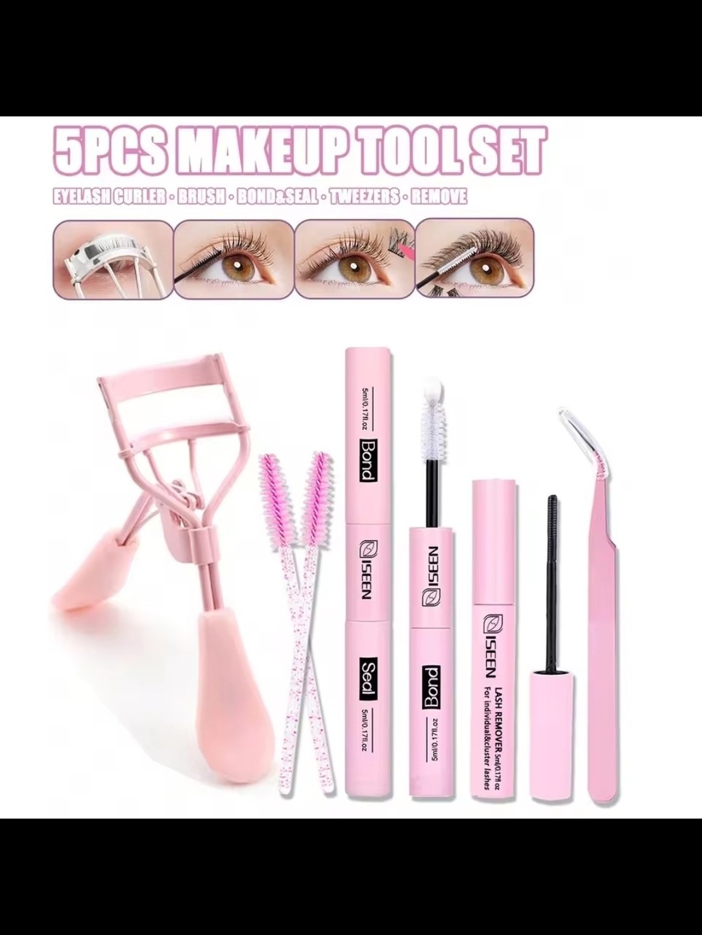 Pink Eye Makeup Primer & Lash Tool Set